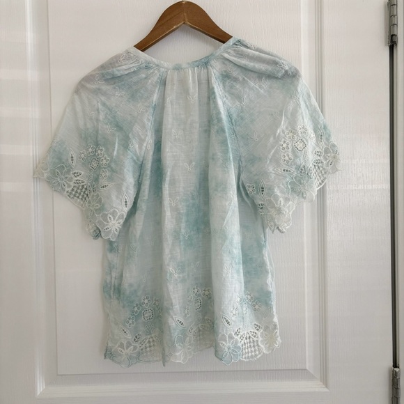 Anthropologie Tie Dye Eyelet Top Blue - Picture 7 of 11